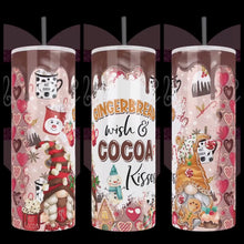 Load image into Gallery viewer, Handcrafted "Gingerbread Wishes and cocoa kisses" Christmas Tumbler