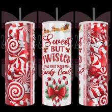 Load image into Gallery viewer, Handcrafted "Sweet & Twisted" Candy Cane Design 20oz Stainless Steel Tumbler