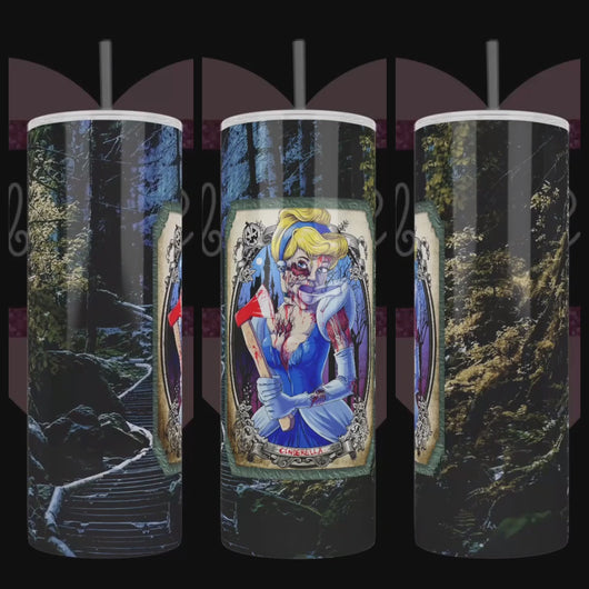 Handcrafted "Zombie Princess with Glass Slipper" 20oz Stainless Steel Tumbler - TabbyCrafts LLC