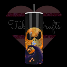 Load and play video in Gallery viewer, Handcrafted Pumpkin King "Jack Skellington" inspired 20oz Stainless Steel Tumbler