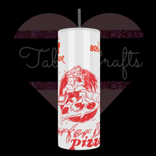 Load and play video in Gallery viewer, Handcrafted "Surferboy Pizza" from Strainger Things Inspired, 805-45-pizza, 805-457-4992, 20oz Stainless Steel Tumbler