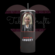 Load and play video in Gallery viewer, Handcrafted "Boxed Tiffany" Bride Of Chucky 20oz Stainless Steel Tumbler