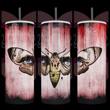 Load and play video in Gallery viewer, Handcrafted "Moth Eyes" Silence of Lambs Inspired 20oz Stainless Steel Tumbler - TabbyCrafts LLC