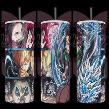 Load and play video in Gallery viewer, Handcrafted &quot;Demon Slayor&quot; Collage Anime Inspired 20oz Stainless Steel Tumbler - TabbyCrafts LLC
