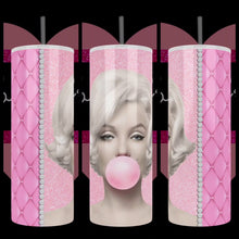 Load and play video in Gallery viewer, Designer Bag Design "Marilyn Monroe" Handcrafted on a 20oz Stainless Steel Tumbler - TabbyCrafts LLC