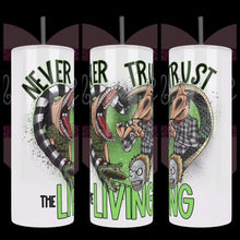 Load image into Gallery viewer, Beetlejuice Never Trust The Living Handcrafted 20oz Stainless Steel Tumbler - TabbyCrafts.com
