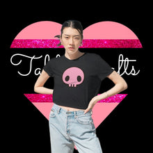 Load image into Gallery viewer, Cute Skull on Flowy Cropped Tee - TabbyCrafts.com