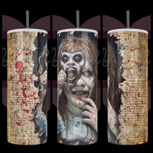 Load image into Gallery viewer, Exorcist With Scroll Handcrafted 20oz Stainless Steel Tumbler - TabbyCrafts LLC - TabbyCrafts.com