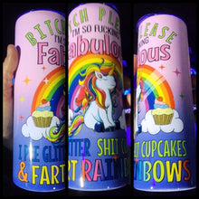 Load image into Gallery viewer, Handcrafted "B-itch Please" Unicorn 20oz Stainless Steel Tumbler - TabbyCrafts.com