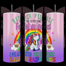Load image into Gallery viewer, Handcrafted "B-itch Please" Unicorn 20oz Stainless Steel Tumbler - TabbyCrafts.com