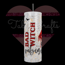 Load image into Gallery viewer, Handcrafted "Bad Witch Vibes" 20oz Stainless Steel Tumbler - TabbyCrafts LLC