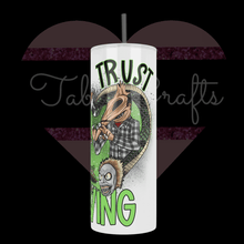 Load image into Gallery viewer, Handcrafted Beetlejuice Inspired "Never Trust The Living" 20oz Stainless Steel Tumbler - TabbyCrafts LLC