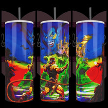 Load image into Gallery viewer, Handcrafted "Castle V" Vampire Killer 80s Game Inspired 20oz Stainless Steel Tumbler - TabbyCrafts.com