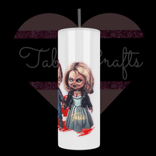 Load image into Gallery viewer, Handcrafted "Chucky & Tiff" 20oz Stainless Steel Tumbler - TabbyCrafts LLC