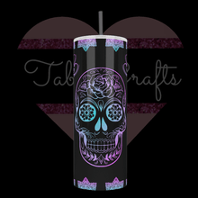 Load image into Gallery viewer, Handcrafted "Day Of Dead Sugar Skull" Exclusive Design 20oz Stainless Steel Tumbler - TabbyCrafts.com