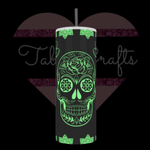 Load image into Gallery viewer, Handcrafted "Day Of Dead Sugar Skull" Exclusive Design 20oz Stainless Steel Tumbler - TabbyCrafts.com