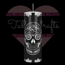 Load image into Gallery viewer, Handcrafted "Day Of Dead Sugar Skull" Exclusive Design 20oz Stainless Steel Tumbler - TabbyCrafts.com