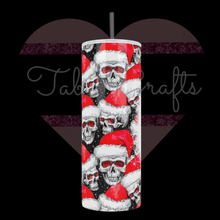 Load image into Gallery viewer, Handcrafted "Dead Inside" Xmas Skulls 20oz Stainless Steel Tumbler - TabbyCrafts.com