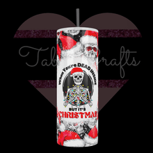 Load image into Gallery viewer, Handcrafted "Dead Inside" Xmas Skulls 20oz Stainless Steel Tumbler - TabbyCrafts.com