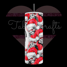 Load image into Gallery viewer, Handcrafted "Dead Inside" Xmas Skulls 20oz Stainless Steel Tumbler - TabbyCrafts.com