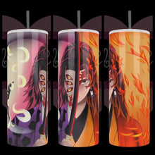 Load image into Gallery viewer, Handcrafted &quot;Demon Slayer Sun &amp; Moon&quot; Kokushibo Anime Inspired 20oz Stainless Steel Tumbler - TabbyCrafts.com
