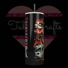 Load image into Gallery viewer, Handcrafted "Freddys' Coming For You" Poem 20oz Stainless Steel Tumbler - TabbyCrafts LLC