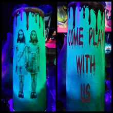 Load image into Gallery viewer, Handcrafted "Grady Twins" Come Play With Us 20oz Stainless Steel Tumbler - TabbyCrafts.com