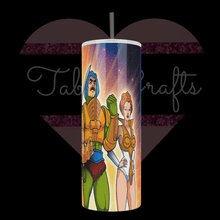 Load image into Gallery viewer, Handcrafted "He-Guy" Inspired 80s Show 20oz Stainless Steel Tumbler - TabbyCrafts LLC