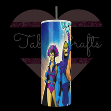 Load image into Gallery viewer, Handcrafted "He-Guy" Inspired 80s Show 20oz Stainless Steel Tumbler - TabbyCrafts LLC