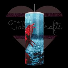 Load image into Gallery viewer, Handcrafted "It Can't Rain All The Time" Crow Inspired 20oz Stainless Steel Tumbler - TabbyCrafts LLC