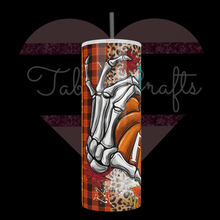 Load image into Gallery viewer, Handcrafted "It's Fall Y'all" with Pumpkin & Skeleton Hands 20oz Stainless Steel Tumbler - TabbyCrafts LLC