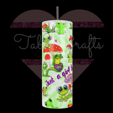 Load image into Gallery viewer, Handcrafted "Just a Girl That Loves Frogs" 20oz Stainless Steel Tumbler - TabbyCrafts LLC