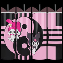 Load image into Gallery viewer, Handcrafted Kuromi &amp; My Melody Inspired Design 20oz Stainless Steel Tumbler - TabbyCrafts.com
