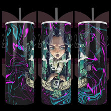 Load image into Gallery viewer, Handcrafted "Over Your Dead Body" Wednesday Inspired 20oz Stainless Steel Tumbler - TabbyCrafts.com