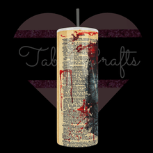 Load image into Gallery viewer, Handcrafted "Pennywise" with Scroll 20oz Stainless Steel Tumbler - TabbyCrafts LLC