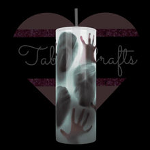 Load image into Gallery viewer, Handcrafted Scary Faces Behind Curtain 20oz Stainless Steel Tumbler - TabbyCrafts LLC