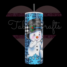 Load image into Gallery viewer, Cute Snow People, blue color, three different snow people, wearing different hats