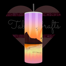 Load image into Gallery viewer, Handcrafted "Sunset Over The Water" 20oz Stainless Steel Tumbler - TabbyCrafts LLC