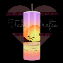 Load image into Gallery viewer, Handcrafted "Sunset Over The Water" 20oz Stainless Steel Tumbler - TabbyCrafts LLC