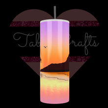 Load image into Gallery viewer, Handcrafted "Sunset Over The Water" 20oz Stainless Steel Tumbler - TabbyCrafts LLC