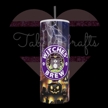 Load image into Gallery viewer, Handcrafted "Witches Brew Coffee" 20oz Stainless Steel Tumbler - TabbyCrafts LLC