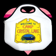 Load image into Gallery viewer, Machete & Skull with Camp Crystal Lake Handcrafted Lunch Tote Bag - TabbyCrafts LLC - TabbyCrafts.com