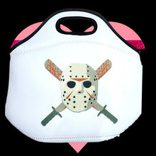 Load image into Gallery viewer, Machete &amp; Skull with Camp Crystal Lake Handcrafted Lunch Tote Bag - TabbyCrafts LLC - TabbyCrafts.com
