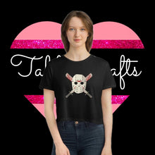 Load image into Gallery viewer, Mask and Machette on Flowy Cropped Tee - TabbyCrafts.com