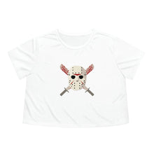 Load image into Gallery viewer, Mask and Machette on Flowy Cropped Tee - TabbyCrafts.com