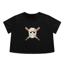 Load image into Gallery viewer, Mask and Machette on Flowy Cropped Tee - TabbyCrafts.com