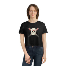 Load image into Gallery viewer, Mask and Machette on Flowy Cropped Tee - TabbyCrafts.com