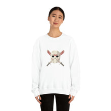 Load image into Gallery viewer, Mask and Machette on Unisex Heavy Blend™ Crewneck Sweatshirt - TabbyCrafts.com