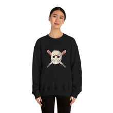 Load image into Gallery viewer, Mask and Machette on Unisex Heavy Blend™ Crewneck Sweatshirt - TabbyCrafts.com