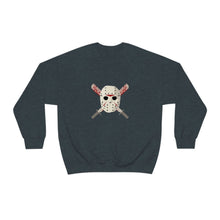 Load image into Gallery viewer, Mask and Machette on Unisex Heavy Blend™ Crewneck Sweatshirt - TabbyCrafts.com